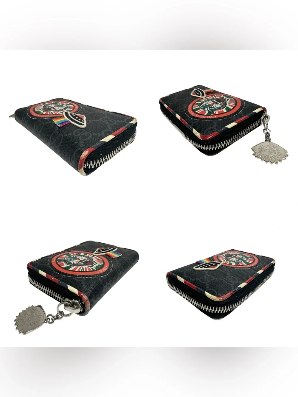 Gucci Night Courrier GG Supreme Canvas & Leather Tiger Zip Around Card Holder